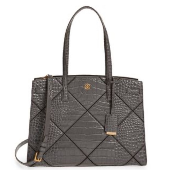 Tory Burch Walker Croc Embossed Leather Satchel Large - Picture 1 of 7